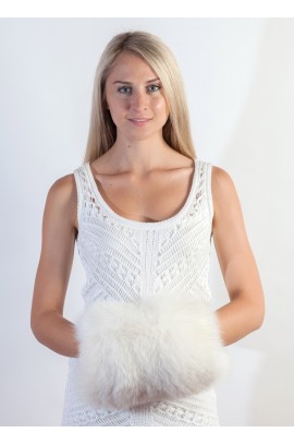 White fox fur hand muff - hand warmer